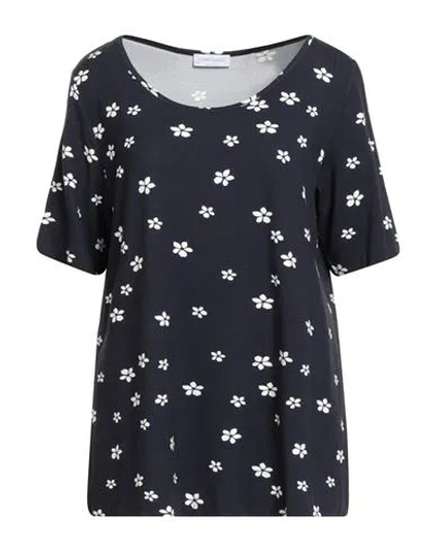 Gran Sasso Woman T-shirt Navy Size 16 Cotton, Elastane In Black