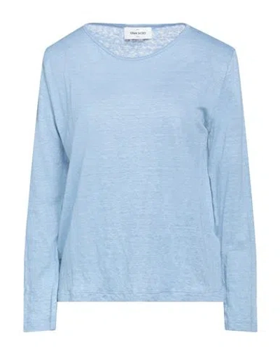 Gran Sasso Woman T-shirt Sky Blue Size 12 Linen