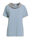 Gran Sasso Woman T-shirt Sky Blue Size 16 Cotton, Modal, Lycra In Blue
