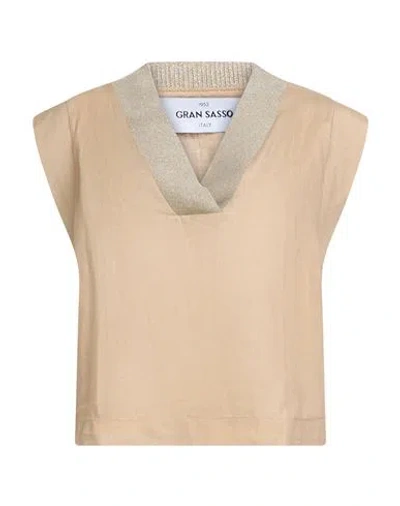 Gran Sasso Woman Top Beige Size 2 Linen In Multi