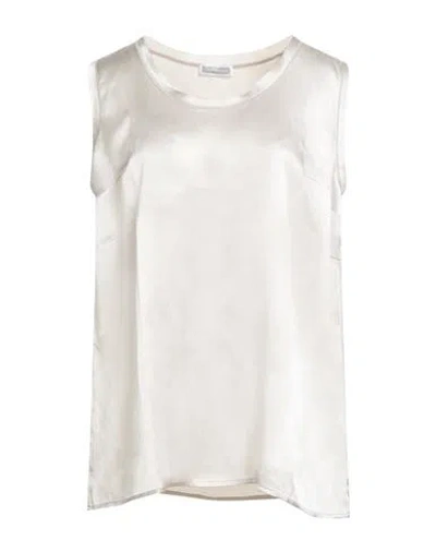 Gran Sasso Woman Top Light Grey Size 16 Silk In White