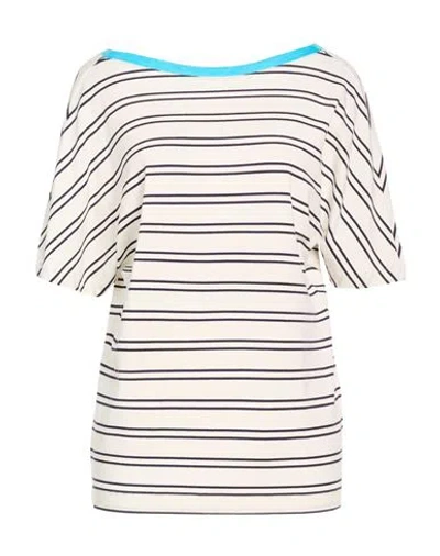 Gran Sasso Woman T-shirt White Size 6 Viscose, Elastane, Linen In Neutral