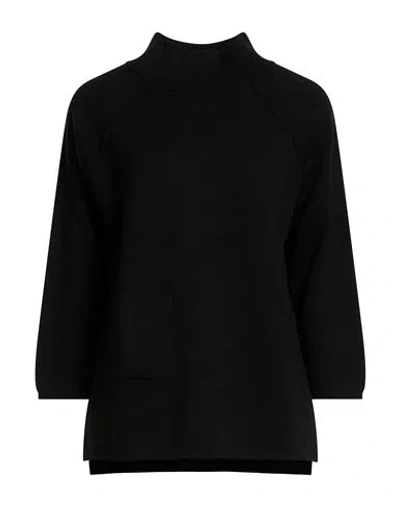 Gran Sasso Woman Turtleneck Black Size 4 Virgin Wool