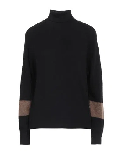Gran Sasso Woman Turtleneck Black Size 6 Virgin Wool, Alpaca Wool, Polyamide In Black