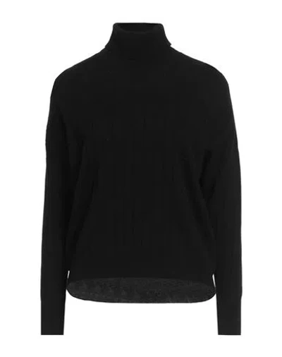 Gran Sasso Woman Turtleneck Black Size 8 Virgin Wool, Viscose, Cashmere