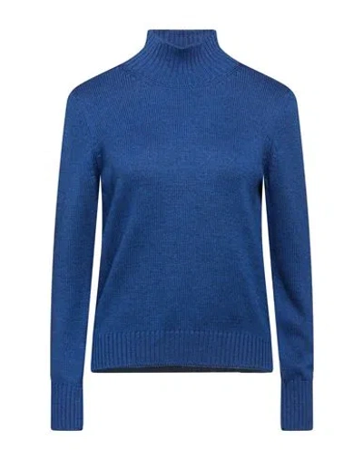 Gran Sasso Woman Turtleneck Blue Size 2 Virgin Wool