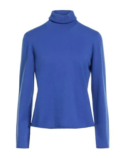 Gran Sasso Woman Turtleneck Bright Blue Size 8 Cashmere