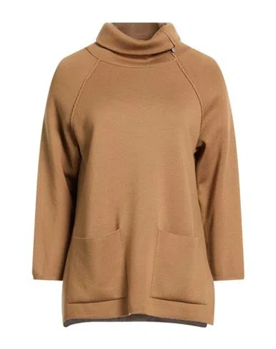 Gran Sasso Woman Turtleneck Camel Size 2 Virgin Wool In Brown