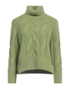 Gran Sasso Woman Turtleneck Green Size 10 Virgin Wool, Viscose, Cashmere
