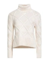 Gran Sasso Woman Turtleneck Ivory Size 4 Virgin Wool, Viscose, Cashmere In White