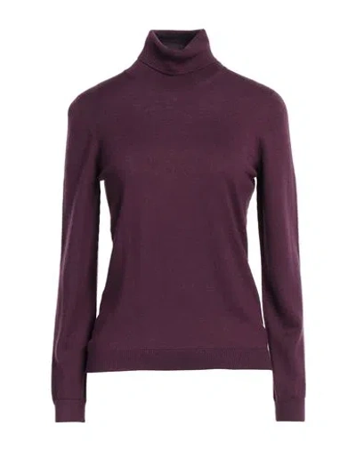 Gran Sasso Woman Turtleneck Plum Size 8 Virgin Wool