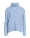 Gran Sasso Woman Turtleneck Sky Blue Size 10 Virgin Wool, Viscose, Cashmere In Blue