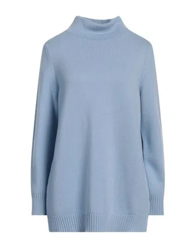 Gran Sasso Woman Turtleneck Sky Blue Size 12 Virgin Wool, Viscose, Cashmere