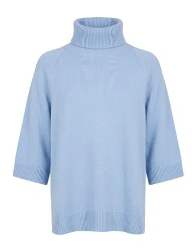 Gran Sasso Woman Turtleneck Sky Blue Size 6 Virgin Wool, Viscose, Cashmere