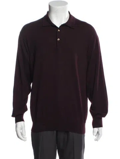 Pre-owned Gran Sasso Wool Collar Polo Shirt In Purple