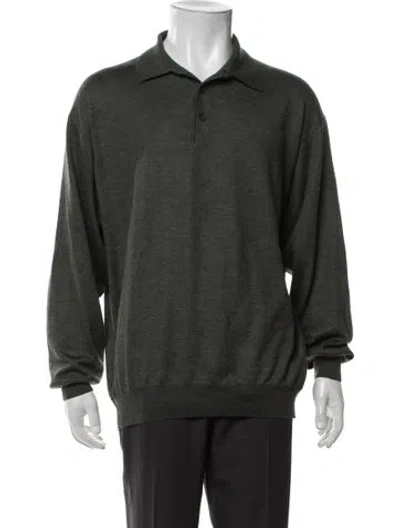 Pre-owned Gran Sasso Wool Collar Polo Sweater In Green