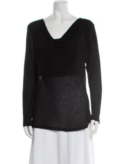 Pre-owned Gran Sasso Wool Cowl Neck Top In Black