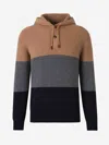 Gran Sasso Hoodie In Geelong Stripes Hoodie In Button-down Collar And Integrated Adjustable Hood