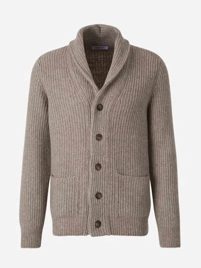 Gran Sasso Wool Knitted Cardigan In Brown