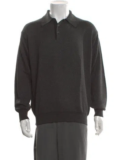 Pre-owned Gran Sasso Wool Mock Neck Polo Sweater In Gray