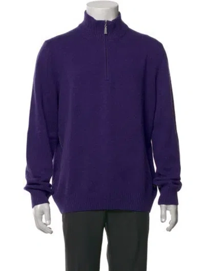 Pre-owned Gran Sasso Wool Mock Neck Pullover In Purple
