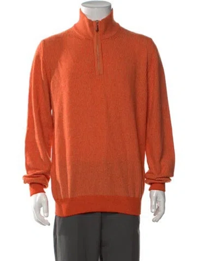 Pre-owned Gran Sasso Wool Striped Pullover In Orange