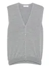 Gran Sasso Wool V-neck Vest In Gray