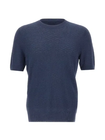 Gran Sasso Woven-knit T-shirt In Blue