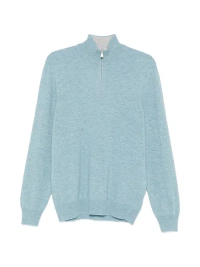 Gran Sasso Zip-fastening Long-sleeve Sweater In Blue