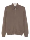 Gran Sasso Zip-fastening Wool Cardigan In Brown