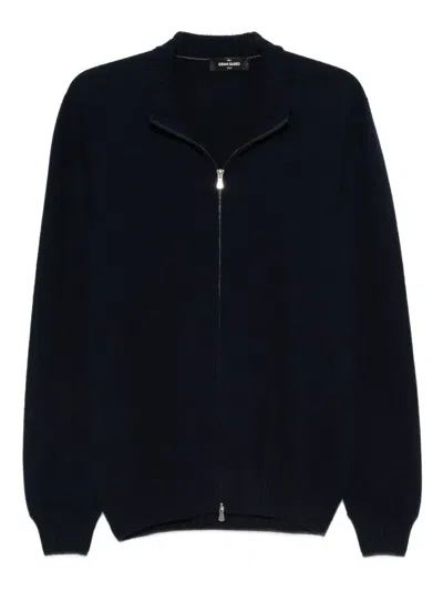 Gran Sasso Zip-front Cashmere Cardigan In Blue
