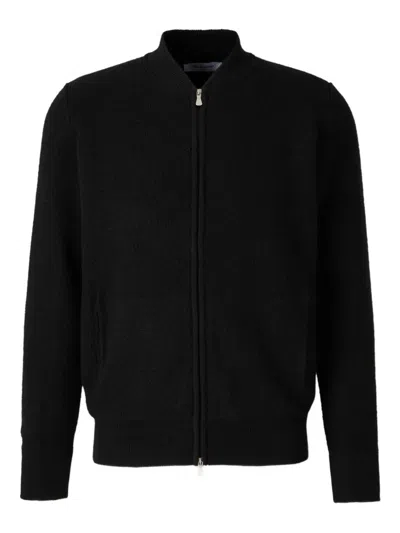 Gran Sasso Long-sleeved Zip-up Cardigan In Black
