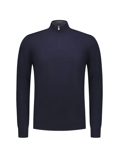 Gran Sasso Zip-up Knitted Sweater In Blue