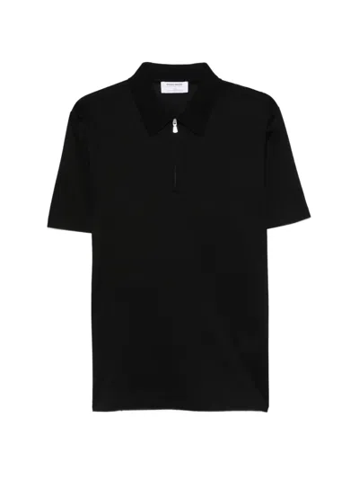 Gran Sasso Zip-up Polo Shirt In Black