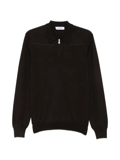 Gran Sasso Zip-neck Fine-knit Sweater In Brown