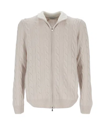 Gran Sasso Zipper Cardigan In Light Brown