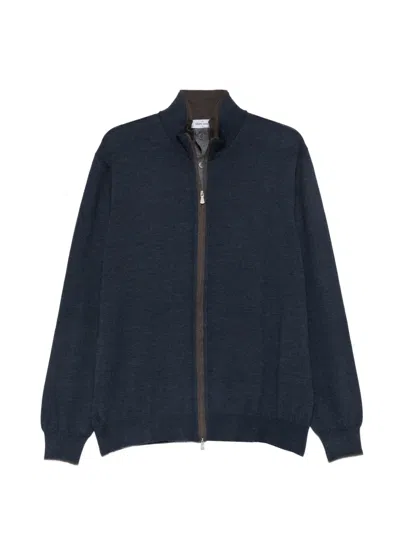 Gran Sasso Zip-up Panelled Sweater In Blue