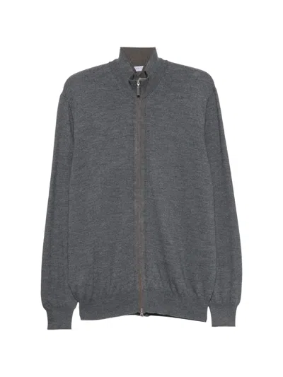 Gran Sasso Zip-up Wool Cardigan In Gray