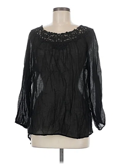 Pre-owned Grand & Greene 3/4 Sleeve Blouse In Black