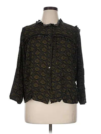 Pre-owned Grand & Greene 3/4 Sleeve Blouse In Black