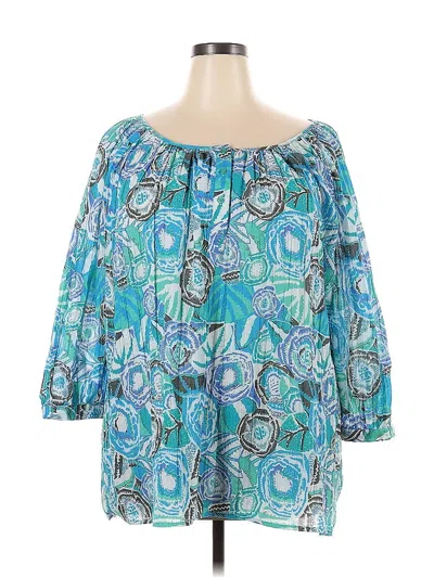 Pre-owned Grand & Greene 3/4 Sleeve Blouse In Blue