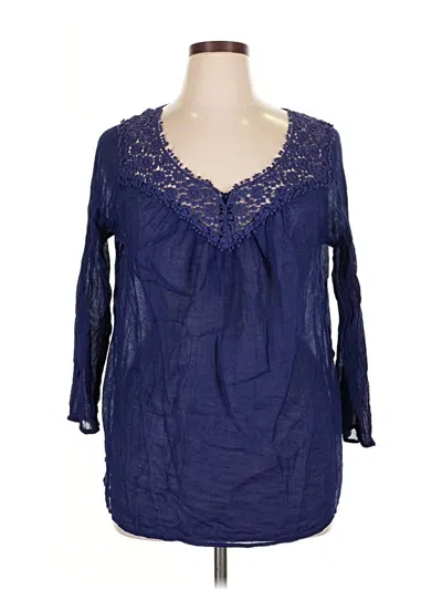 Pre-owned Grand & Greene 3/4 Sleeve Blouse In Blue