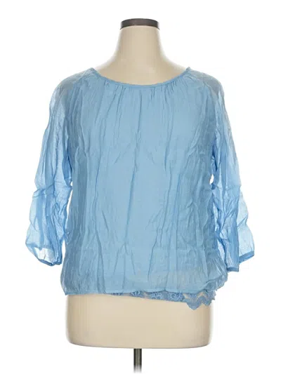Pre-owned Grand & Greene 3/4 Sleeve Blouse In Blue