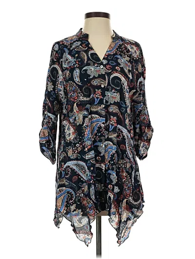 Pre-owned Grand & Greene 3/4 Sleeve Blouse In Blue
