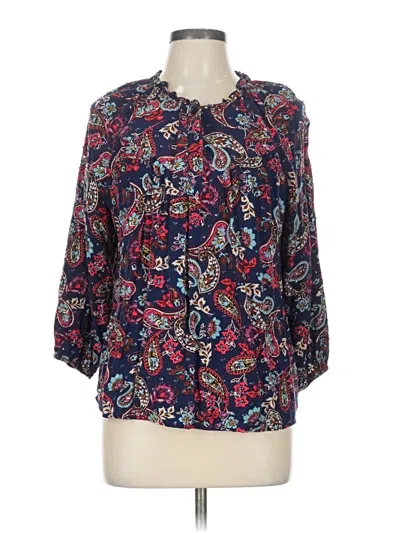 Pre-owned Grand & Greene 3/4 Sleeve Blouse In Blue