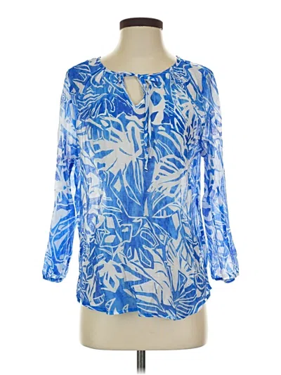 Pre-owned Grand & Greene 3/4 Sleeve Blouse In Blue