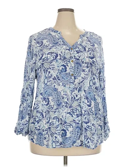 Pre-owned Grand & Greene 3/4 Sleeve Blouse In Blue