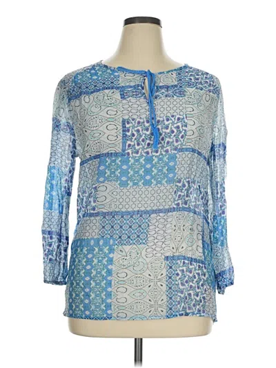 Pre-owned Grand & Greene 3/4 Sleeve Blouse In Blue