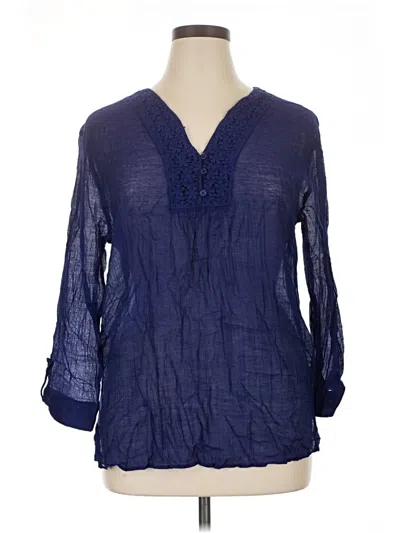 Pre-owned Grand & Greene 3/4 Sleeve Blouse In Blue
