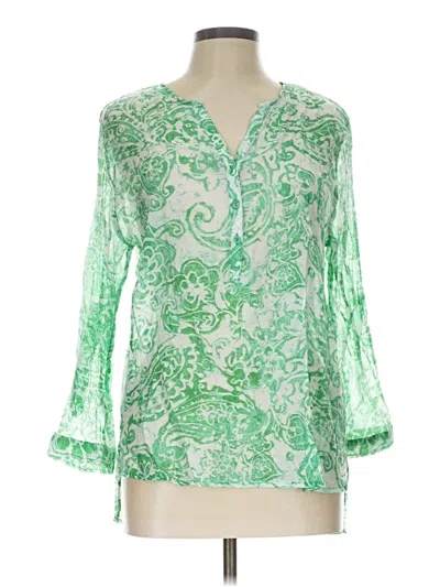 Pre-owned Grand & Greene 3/4 Sleeve Blouse In Green
